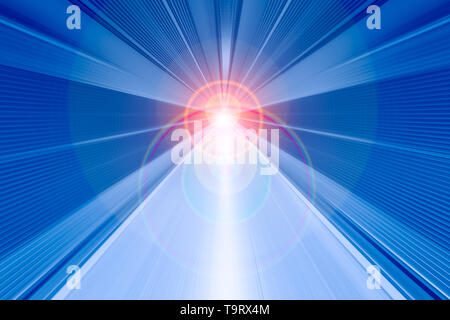 fast speed motion blur at center with light effect for background Stock Photo
