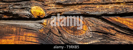 Colourful old wooden board with knots Stock Photo