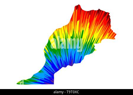 Morocco - map is designed rainbow abstract colorful pattern, Kingdom of Morocco map made of color explosion, Stock Vector