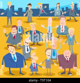 Cartoon Illustration of Happy Men or Businessmen People Comic Characters Group Stock Vector