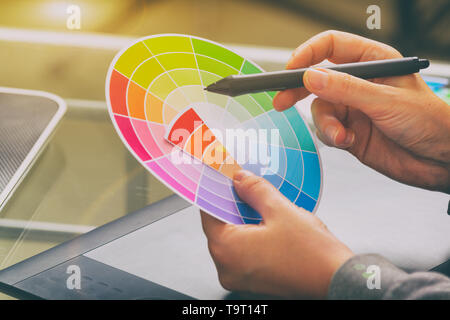 Designer using graphics tablet in the office Stock Photo