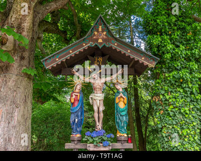 Roadside calvary, crucifix, in the castle Orth, Gmunden, salt chamber property, Upper Austria, Austria, Austria, Wegkreuz, Kruzifix, am Schloss Orth,  Stock Photo