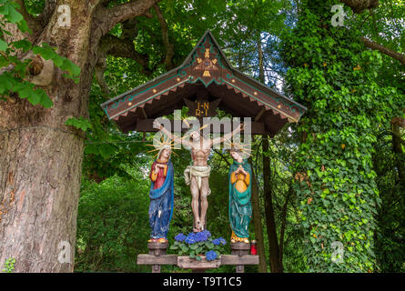 Roadside calvary, crucifix, in the castle Orth, Gmunden, salt chamber property, Upper Austria, Austria, Austria, Wegkreuz, Kruzifix, am Schloss Orth,  Stock Photo