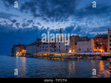 Look at Rovinj at night, Istrien, Croatia, Europe, Blick auf Rovinj bei Nacht, Kroatien, Europa Stock Photo