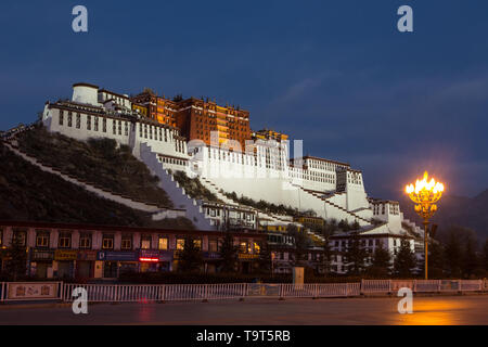 The Potala Palace was founded about 1645 A.D. and was the former summer palace of the Dalai Lama and is a part of the Historic Ensemble of the Potala  Stock Photo
