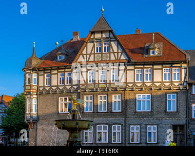 Half-timbered house on the marketplace in Goslar, UNESCO-world cultural heritage site, resin, Lower Saxony, Germany, Europe, Fachwerkhaus am Marktplat Stock Photo