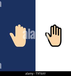 Body Language, Gestures, Hand, Interface,  Icons. Flat and Line Filled Icon Set Vector Blue Background Stock Vector