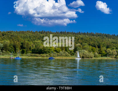 Cloud mood on one summer day in Ammersee, Bavarians, Germany, Europe, Wolkenstimmung an einem Sommertag am Ammersee, Bayern, Deutschland, Europa Stock Photo