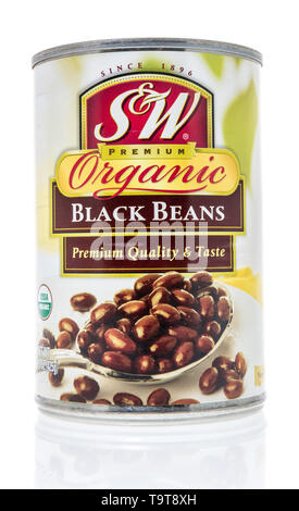 Winneconne, WI - 11 May 2019 : A can of SW organic black beans on an isolated background Stock Photo