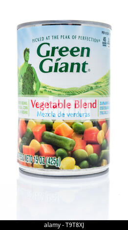 Winneconne, WI - 11 May 2019 : A can of Green Giant vegetable blend on an isolated background Stock Photo