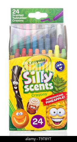 Winneconne, WI - 15 May 2019 : A package of Crayol silly scents crayons 24 on an isolated background Stock Photo