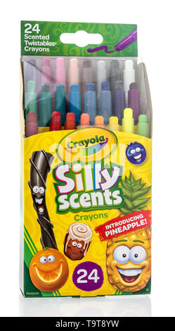 Winneconne, WI - 15 May 2019 : A package of Crayol silly scents crayons 24 on an isolated background Stock Photo