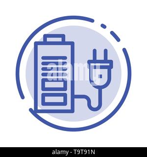 Accumulator, Battery, Power, Plug Blue Dotted Line Line Icon Stock Vector