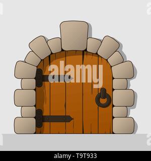 Cartoon style Wooden Arc door Stock Vector