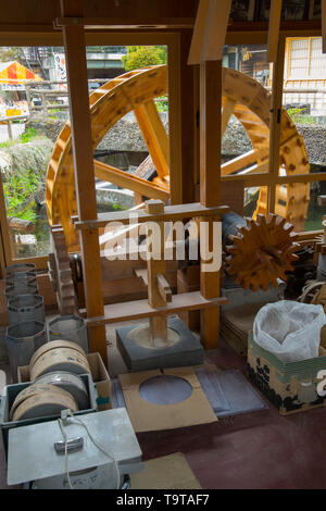 Genuine watermill in small traditional village Oshino Hakkai. Fuji Five Lake region. Japan. Stock Photo