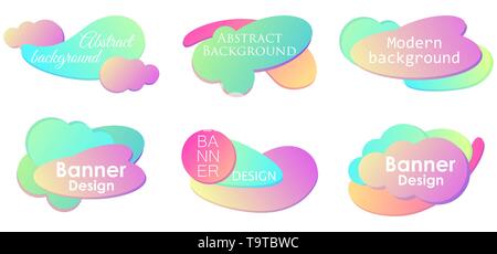 Fluid gradient design modern banner set template. Colorful liquid shapes isolated on white background. Vector illustration Stock Vector