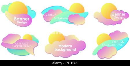 Fluid gradient design modern banner set template. Colorful liquid shapes isolated on white background. Vector illustration Stock Vector