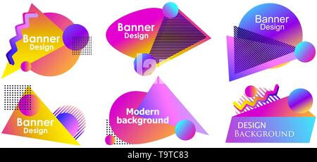 Fluid gradient design modern banner set template. Colorful liquid shapes isolated on white background. Vector illustration Stock Vector