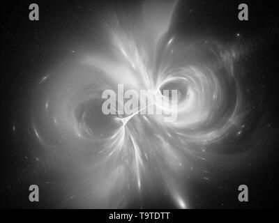 Correlated worlds with wormhole black and white abstract intensity map Stock Photo