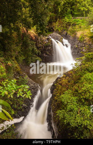 Palikea Stream and waterfalls, Haleakala National Park, Maui, Hawaii, USA Stock Photo