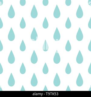 Rain drops seamless pattern on white background illustration Stock Vector