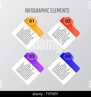 Creative infographic template with colorful round elements, pointers and text fields Stock Vector