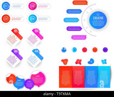 Creative infographic template with colorful round elements, pointers and text fields Stock Vector