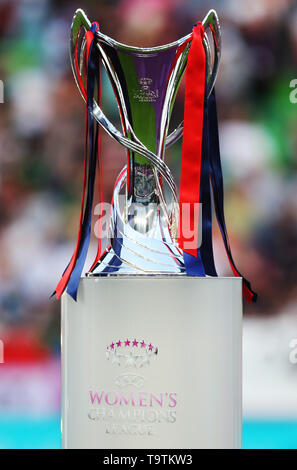 BUDAPEST, HUNGARY - MAY 18:  UEFA Women's Champions League Cup during the UEFA Women's Champions League Final between Olympique Lyonnais and FC Barcel Stock Photo