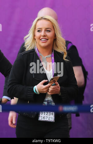 BUDAPEST, HUNGARY - MAY 18:  Liv Cooke official ambassador for Euro 2020 during the UEFA Women's Champions League Final between Olympique Lyonnais and Stock Photo