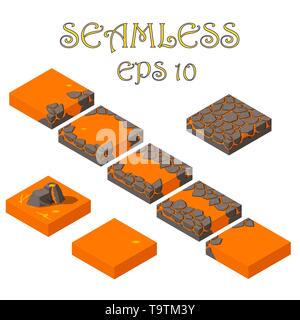 Isometric vector lava cube seamless Stock Vector