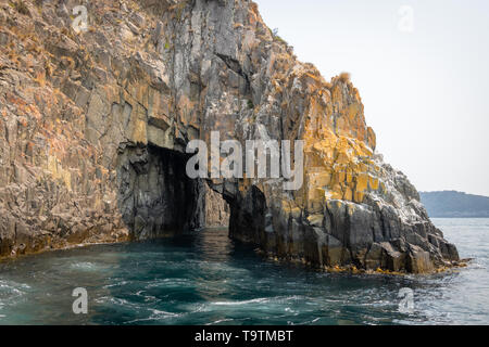 Cave, Cliffs and Sea at Bruny Island, Tasmania Stock Photo