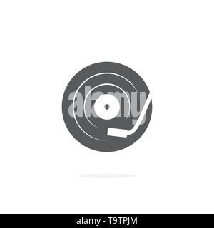 DJ turntable icon on white background Stock Vector
