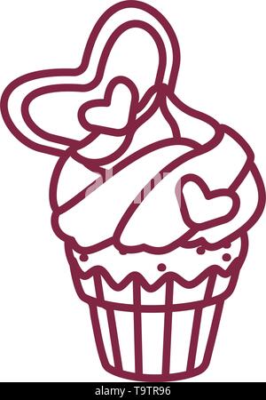 vector cute cupcake sweets coloring book page Stock Vector