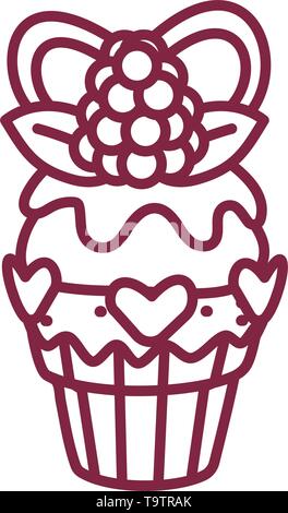 vector cute cupcake sweets coloring book page Stock Vector