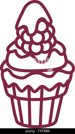 vector cute cupcake sweets coloring book page Stock Vector