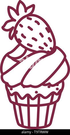vector cute cupcake sweets coloring book page Stock Vector