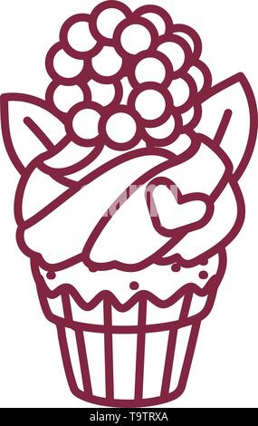 vector cute cupcake sweets coloring book page Stock Vector