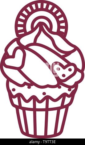 vector cute cupcake sweets coloring book page Stock Vector