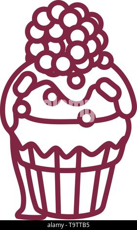 vector cute cupcake sweets coloring book page Stock Vector