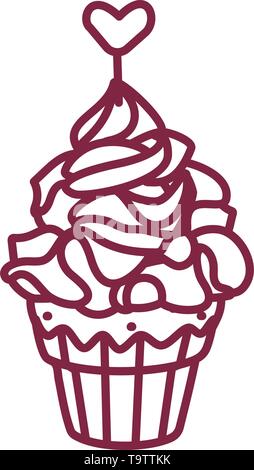 vector cute cupcake sweets coloring book page Stock Vector