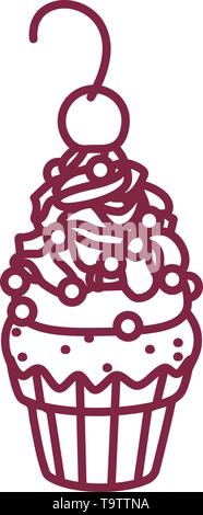 vector cute cupcake sweets coloring book page Stock Vector