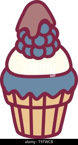 vector cute cupcake sweets, flat clip art Stock Vector