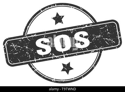 sos round vintage grunge stamp Stock Vector