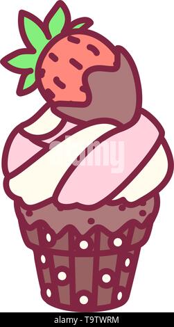 vector cute cupcake sweets, flat clip art Stock Vector