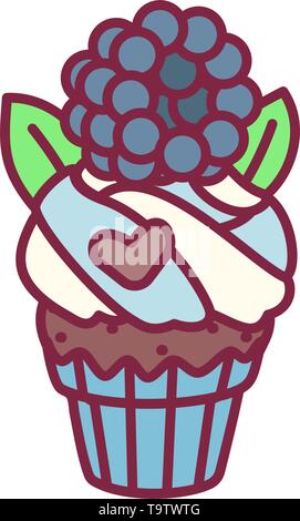 vector cute cupcake sweets, flat clip art Stock Vector