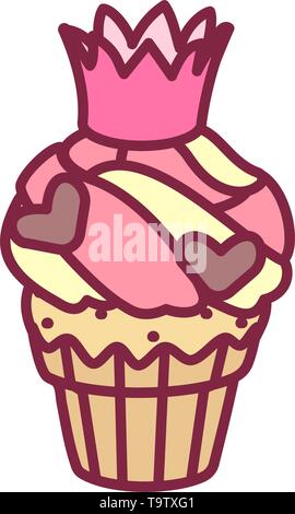 vector cute cupcake sweets, flat clip art Stock Vector