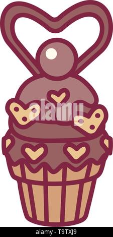 vector cute cupcake sweets, flat clip art Stock Vector