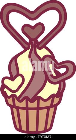 vector cute cupcake sweets, flat clip art Stock Vector