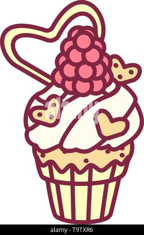 vector cute cupcake sweets, flat clip art Stock Vector