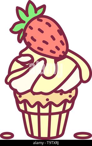 vector cute cupcake sweets, flat clip art Stock Vector